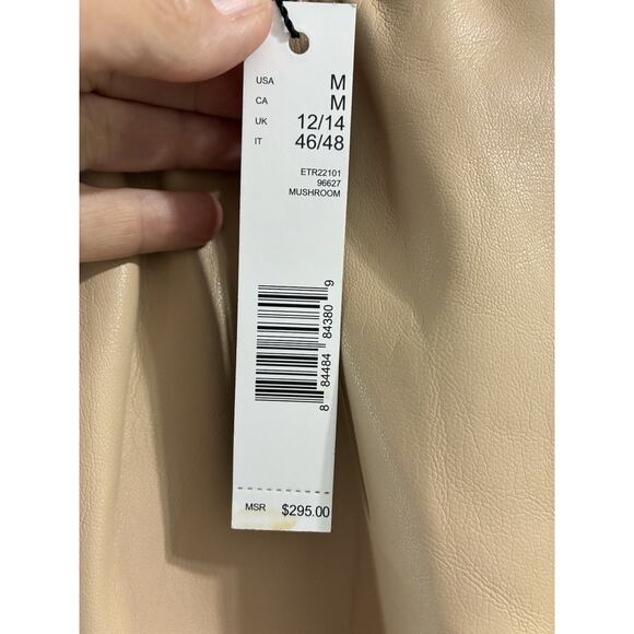 Elie Tahari Vegan Leather Wide Leg Pants Pull On Faux Leather M Mushroom Tan NWT - Picture 3 of 8